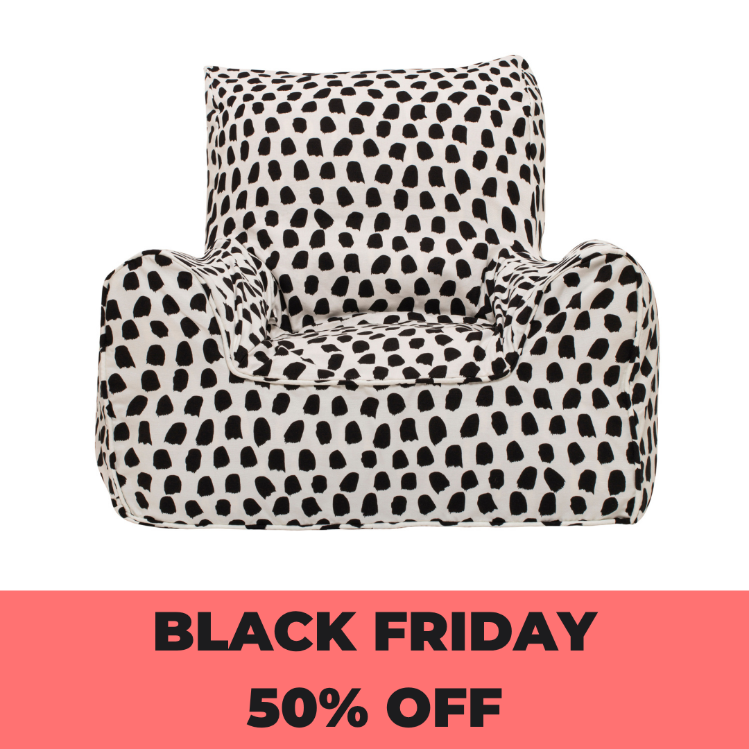 Splotches Bean Chair - Black & White
