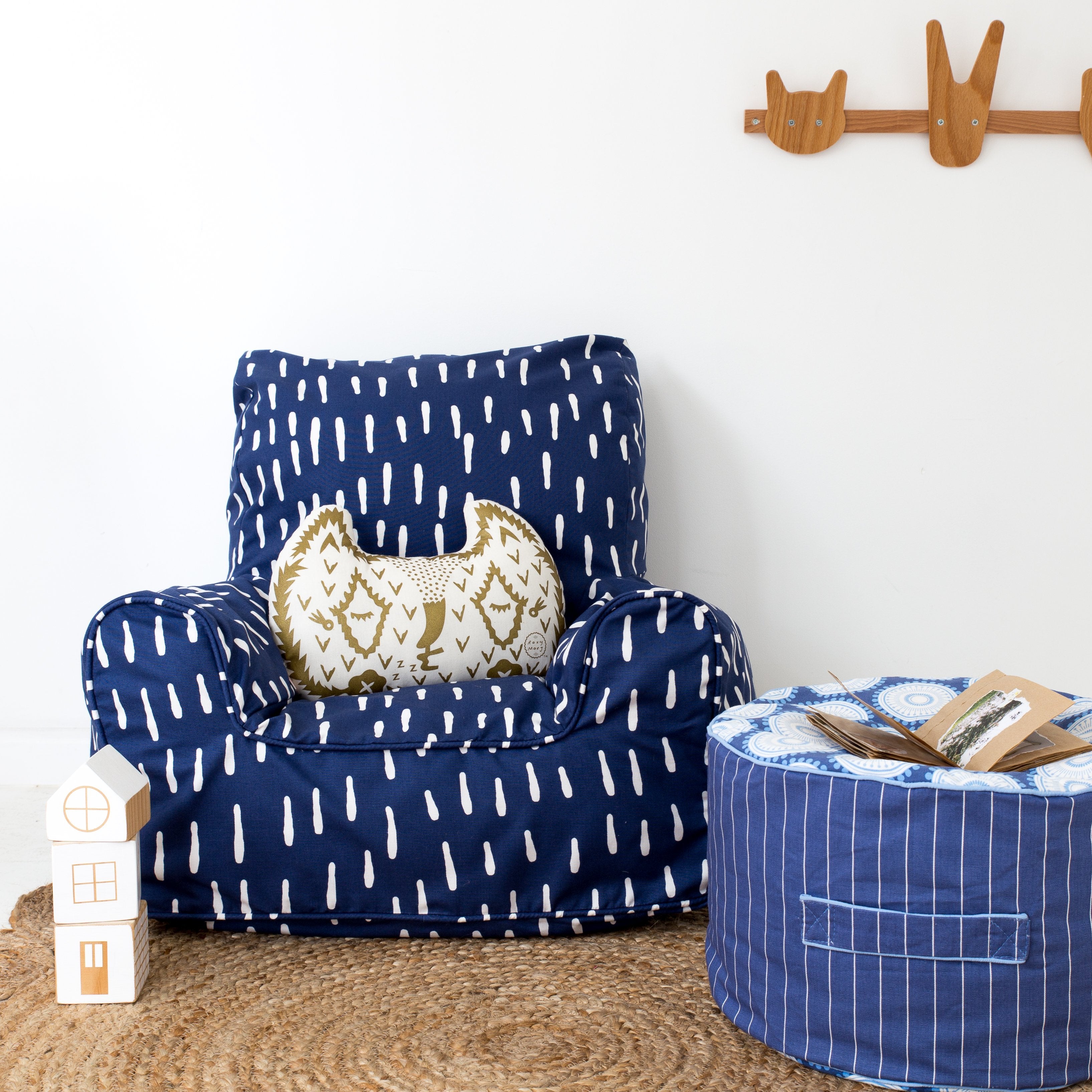 Raindrops Bean Chair - Indigo Blue