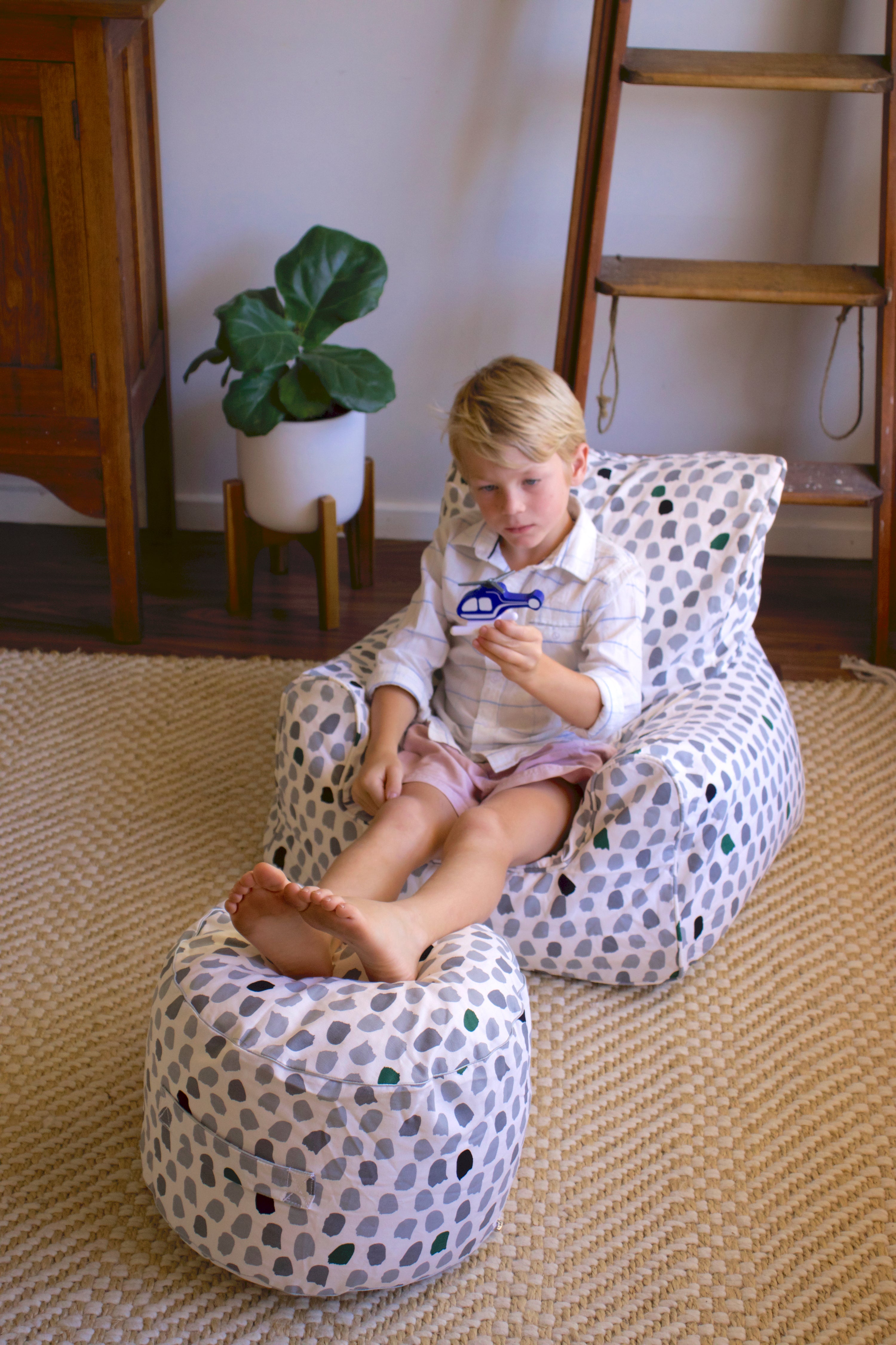 Splotches Bean Chair - Green & Grey