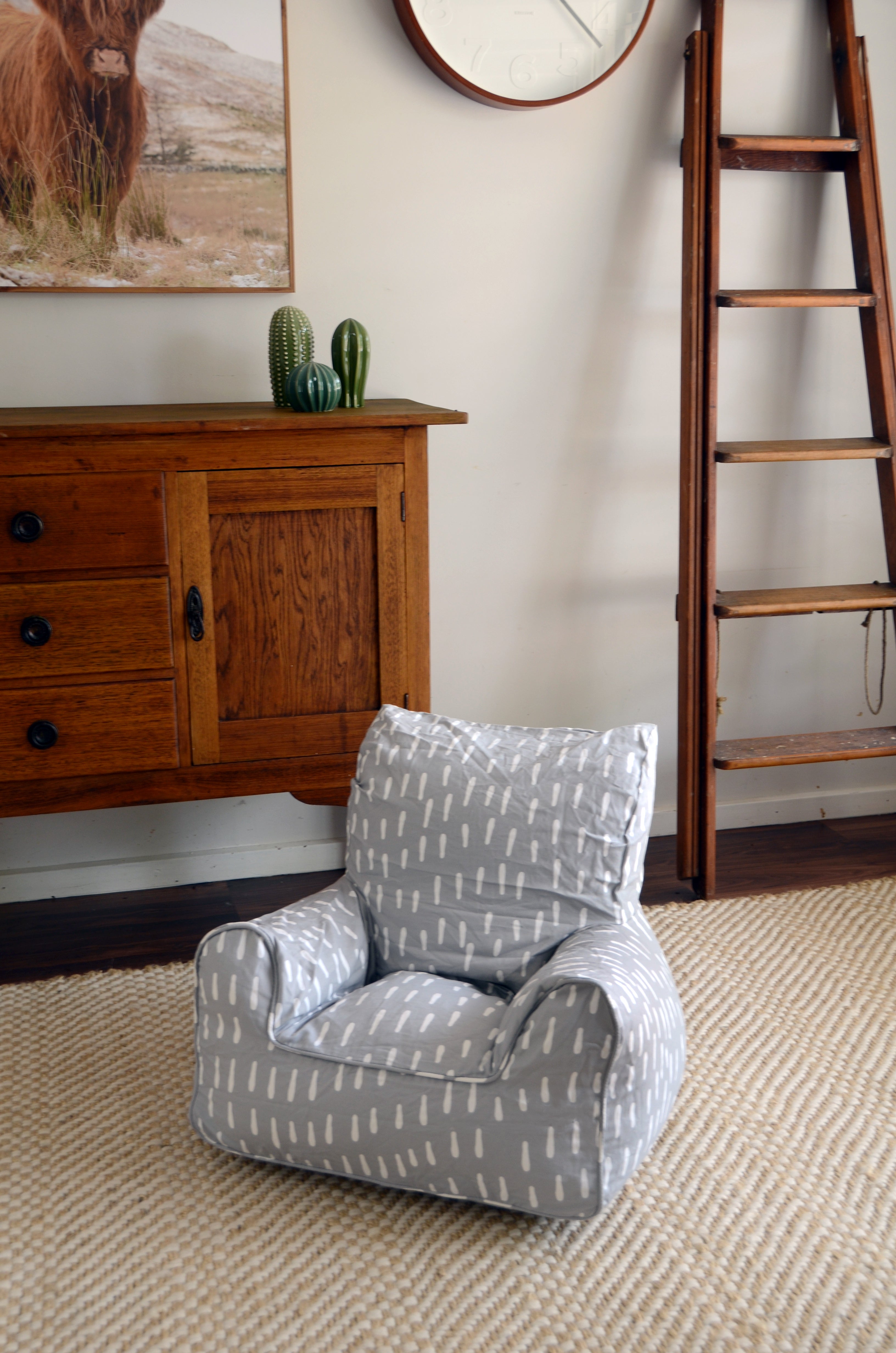 Raindrops Bean Chair - Grey