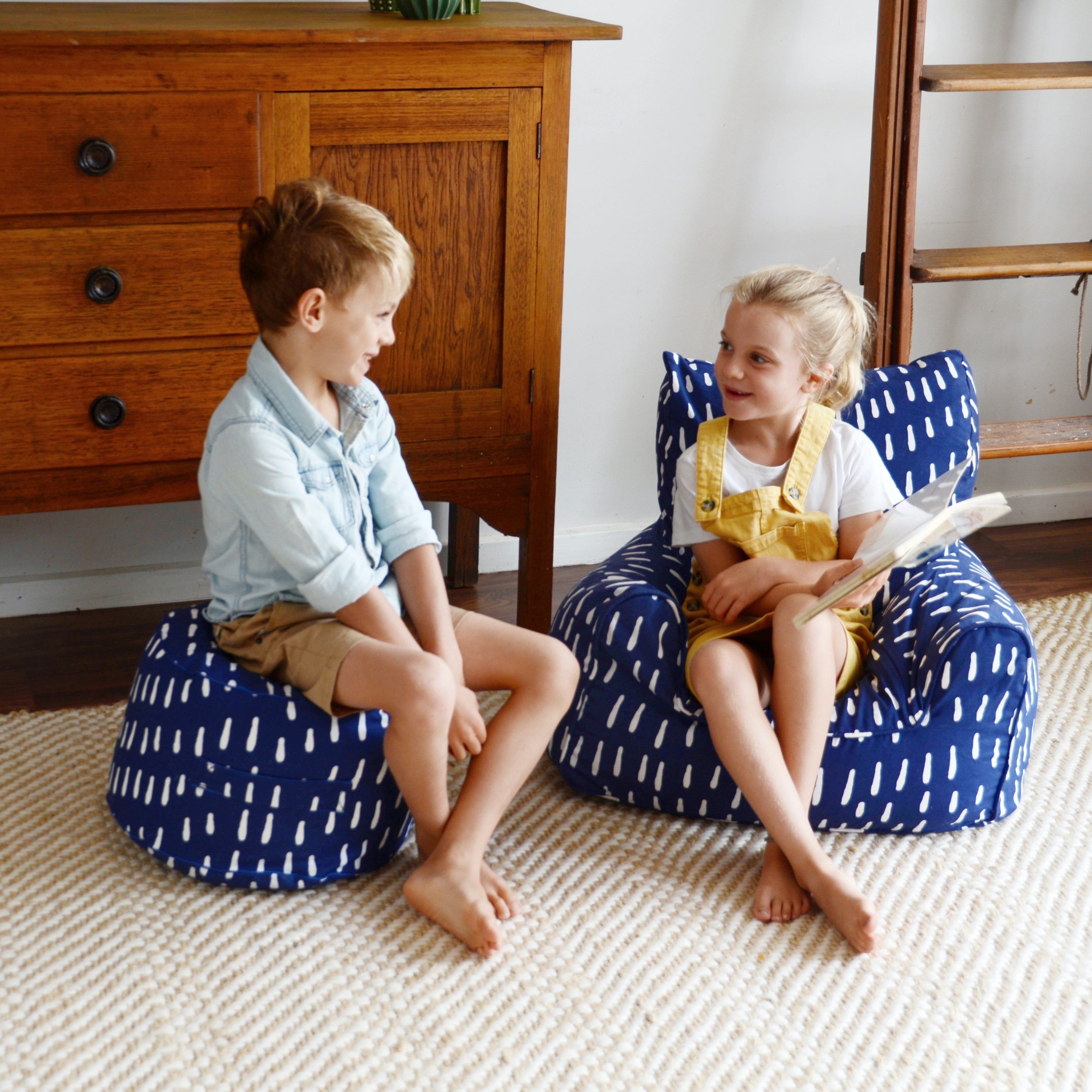 Raindrops Bean Chair - Indigo Blue