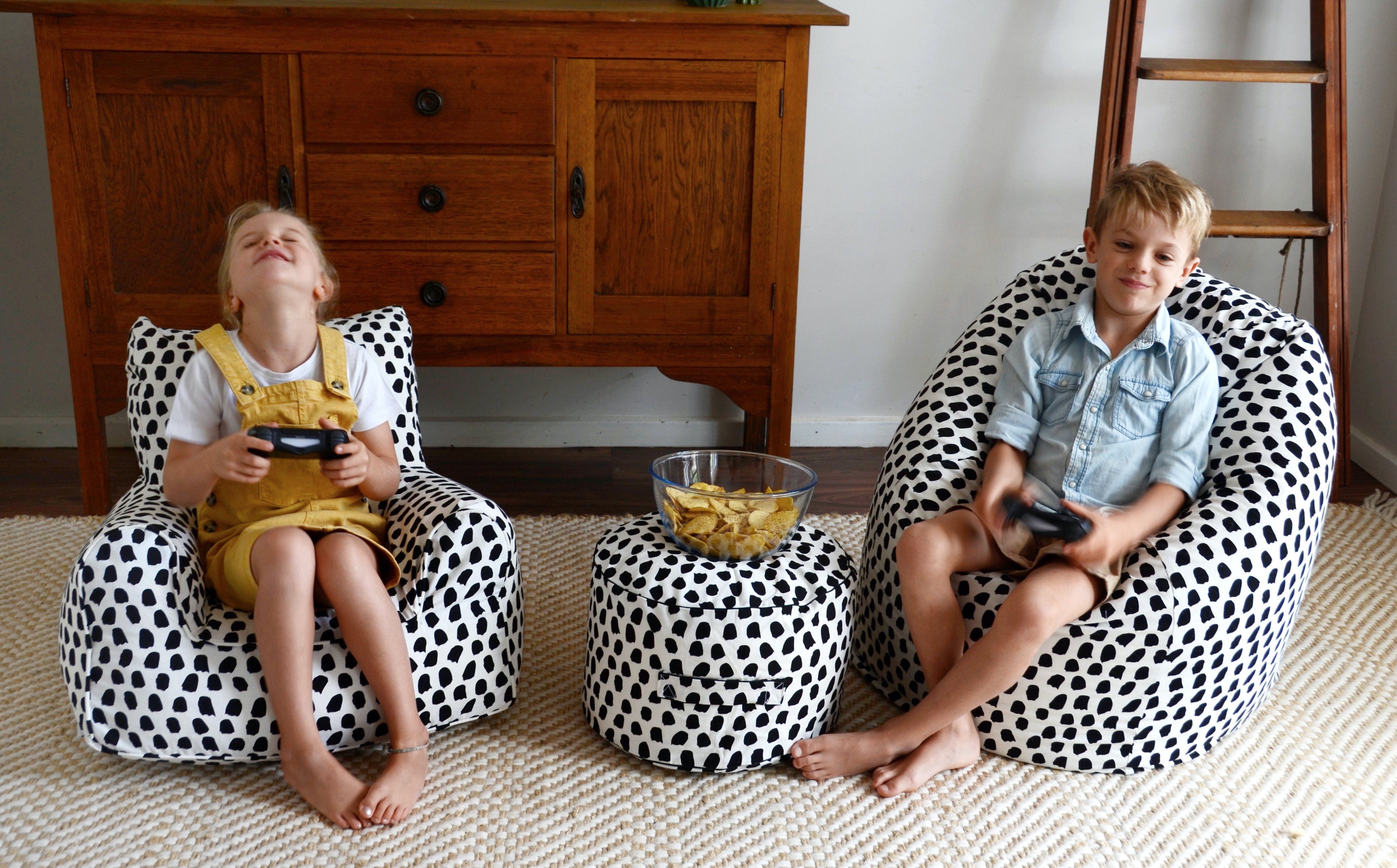 Splotches Bean Chair - Black & White