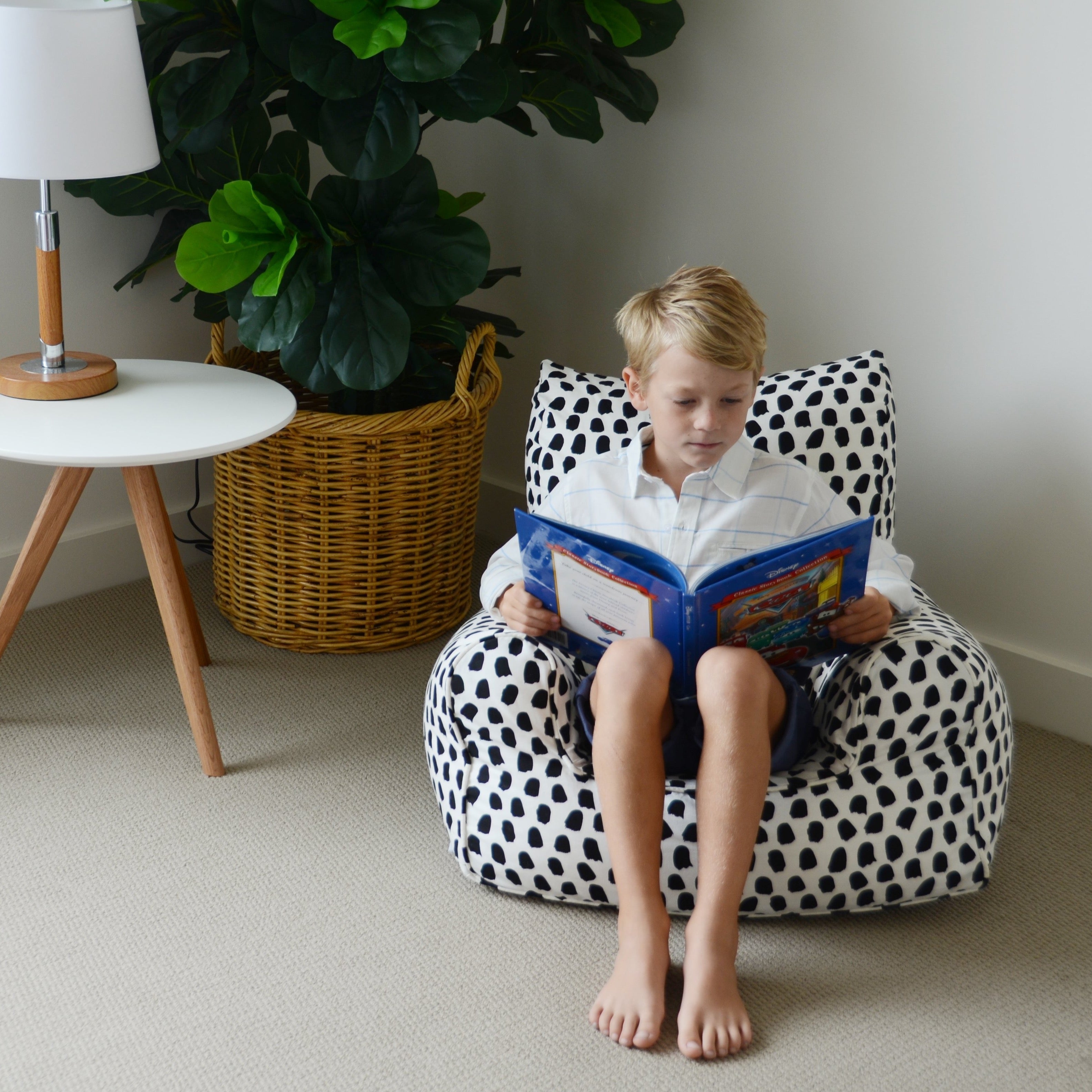 Splotches Bean Chair - Black & White