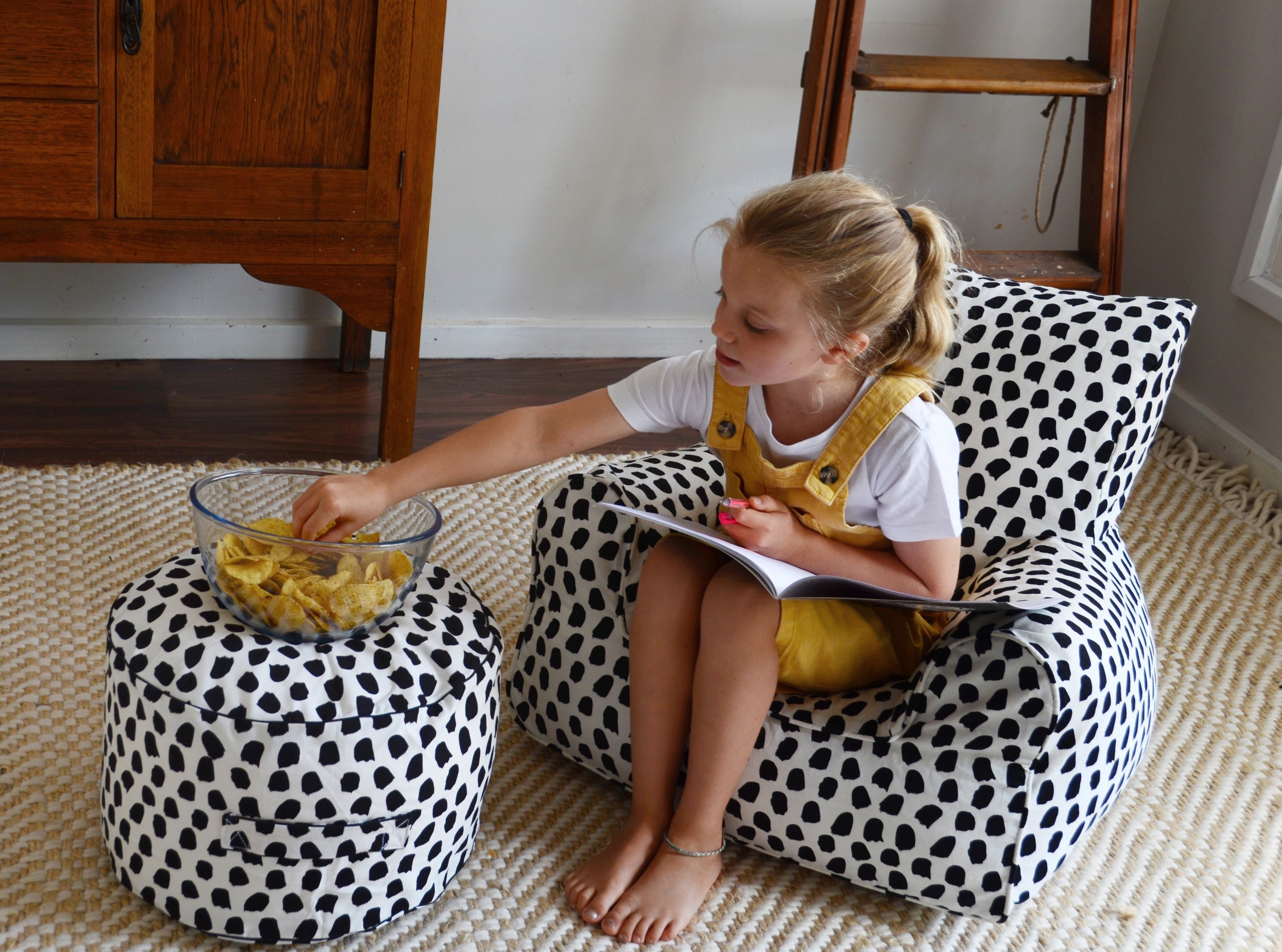 Splotches Bean Chair - Black & White