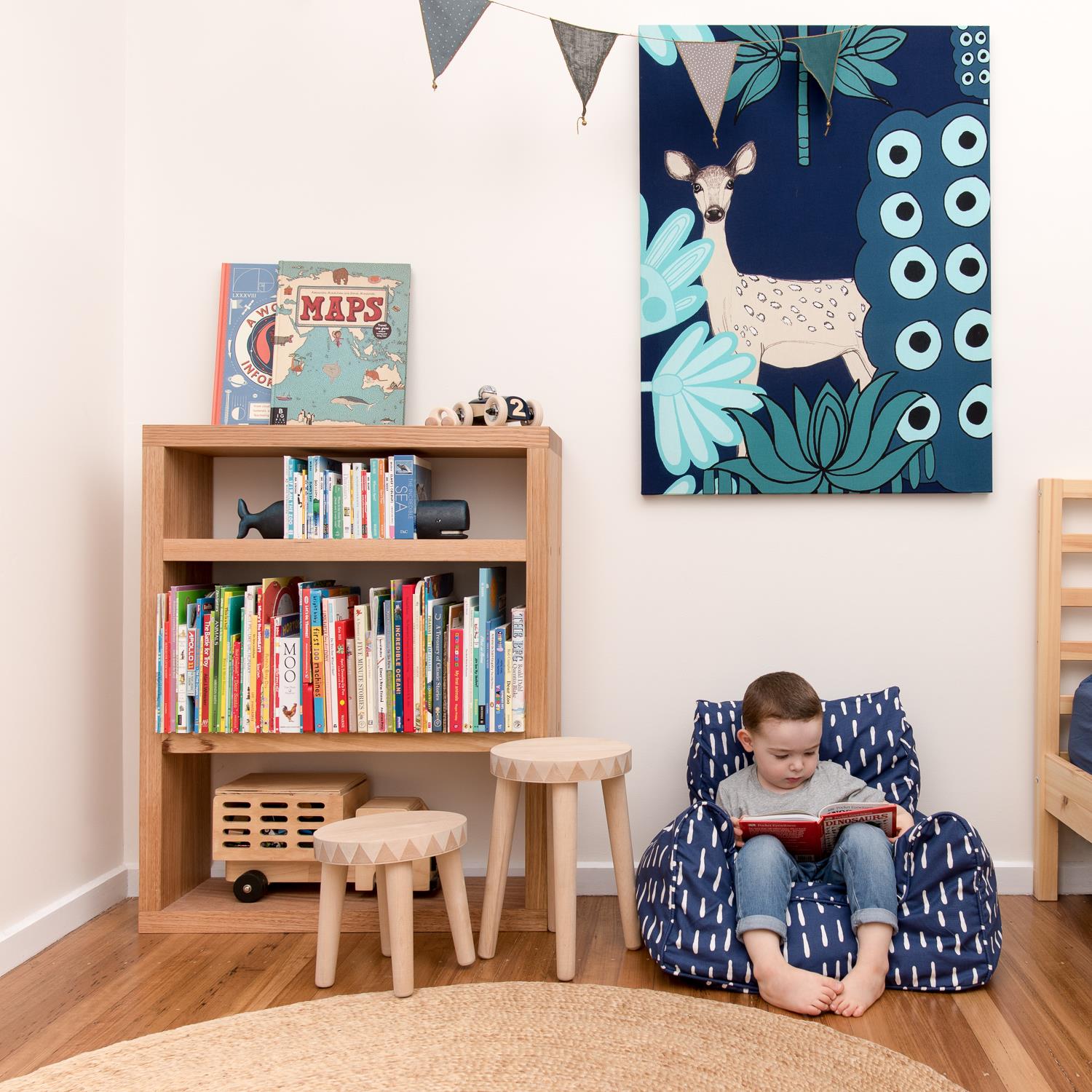 Raindrops Bean Chair - Indigo Blue