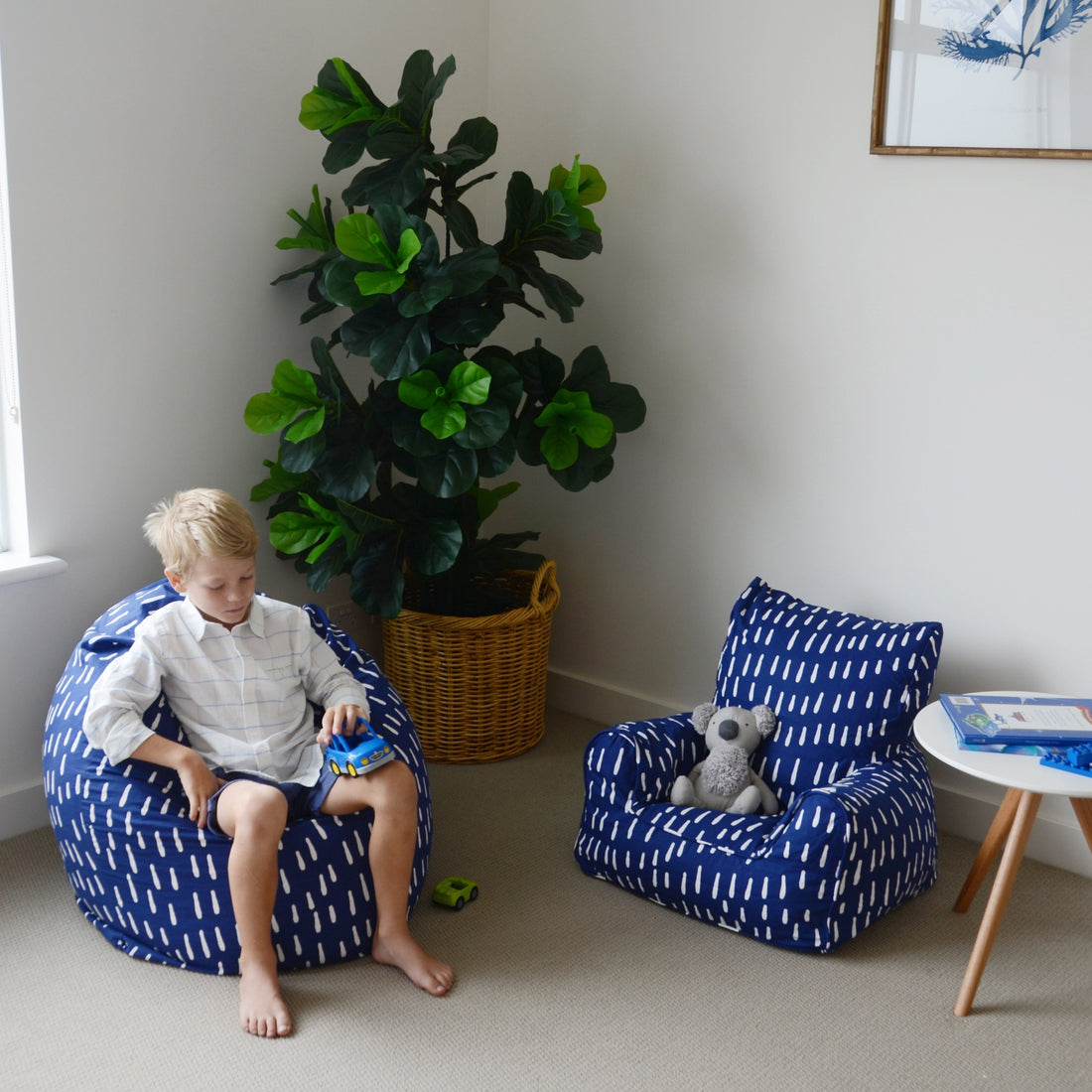 Raindrops Bean Bag - Indigo Blue