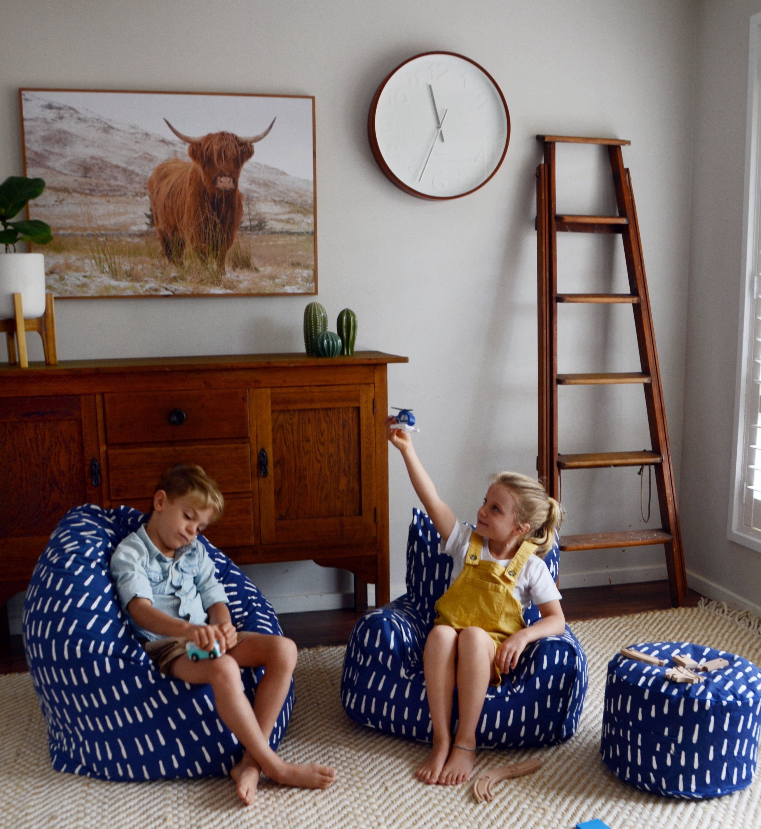 Raindrops Bean Bag - Indigo Blue