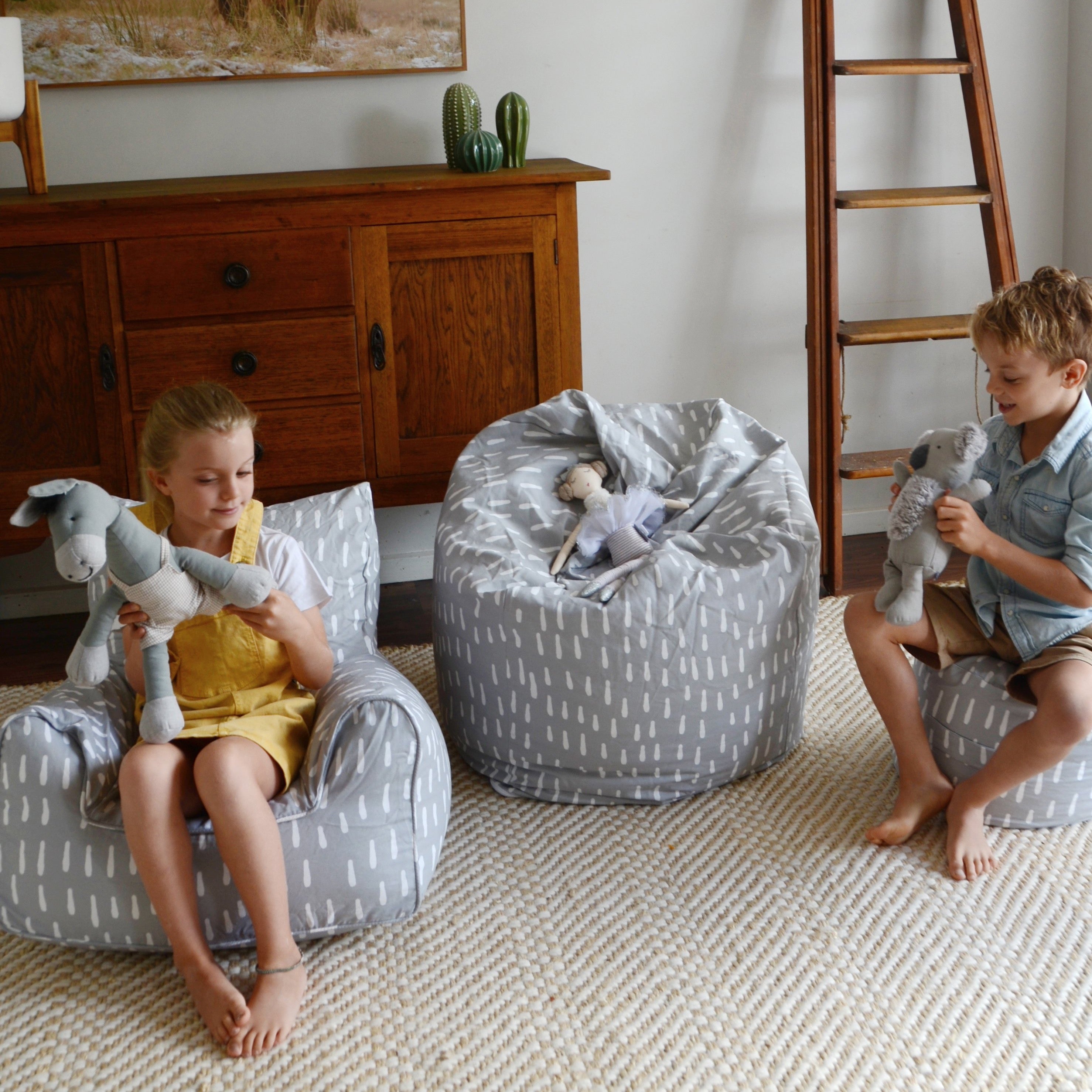 Raindrops Bean Bag - Grey