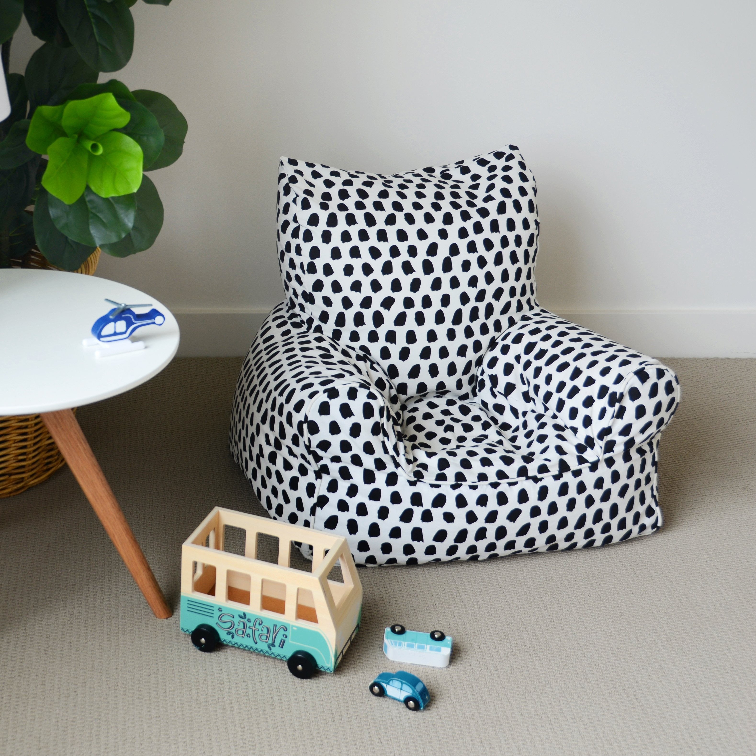 Splotches Bean Chair - Black & White