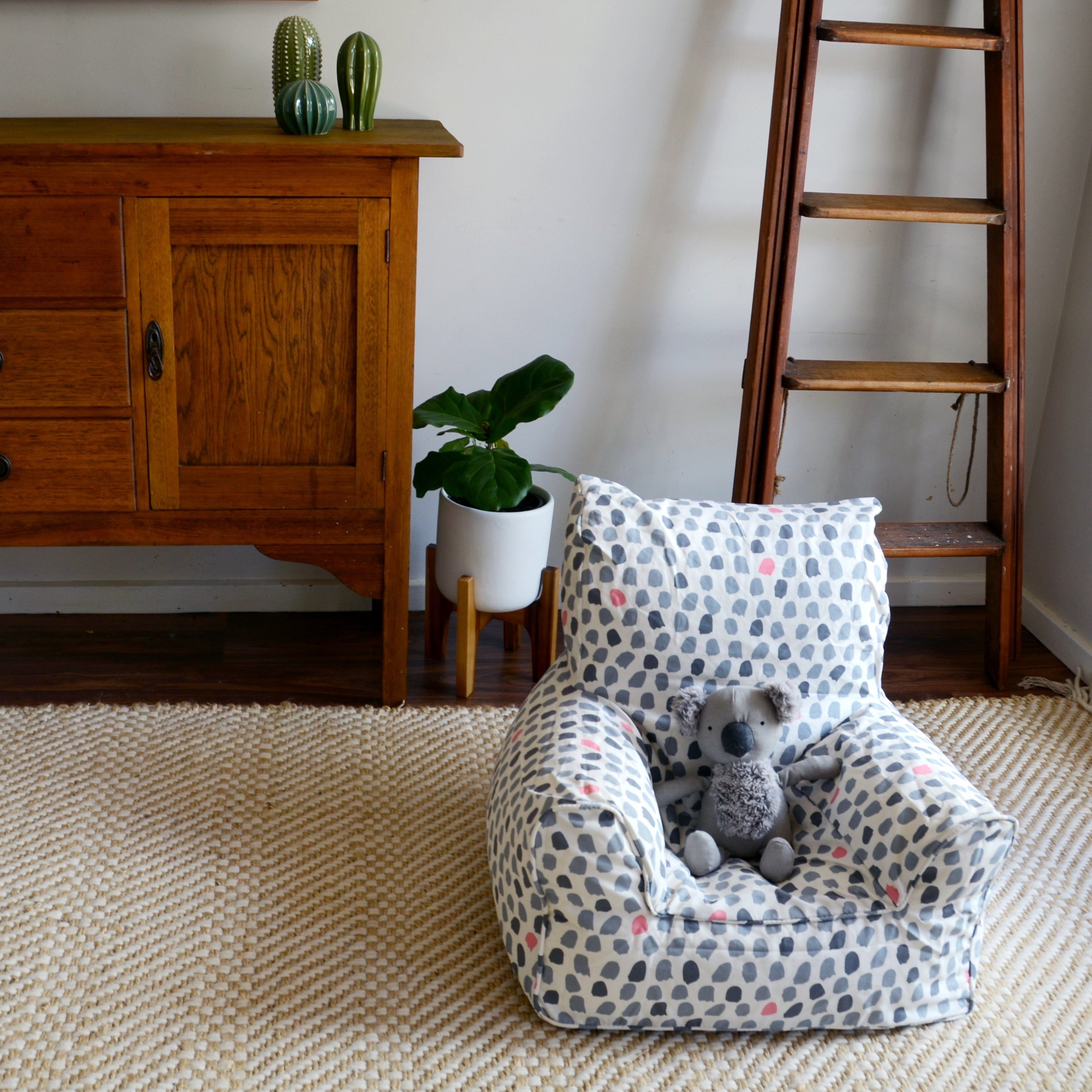 Splotches Bean Chair - Pink & Grey