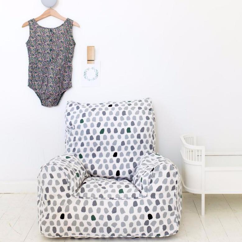 Splotches Bean Chair - Green & Grey